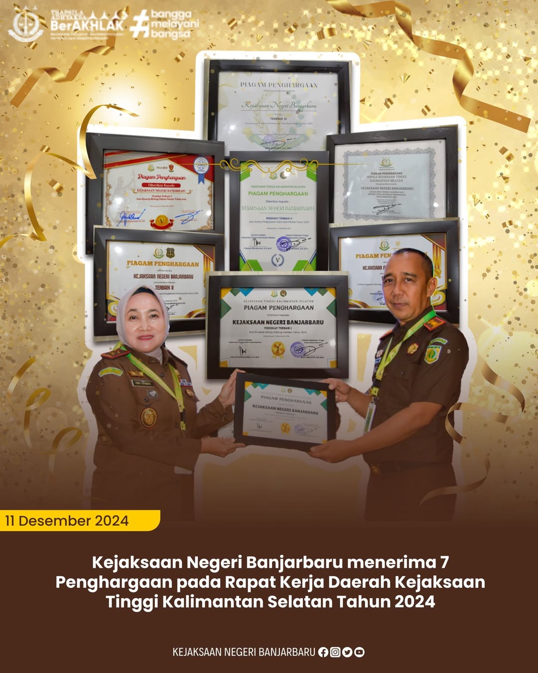 KEJAKSAAN NEGERI BANJARBARU MENERIMA 7 PENGHARGAAN PADA RAPAT KERJA DAERAH (RAKERDA) TAHUN 2024 WILAYAH KALIMANTAN SELATAN